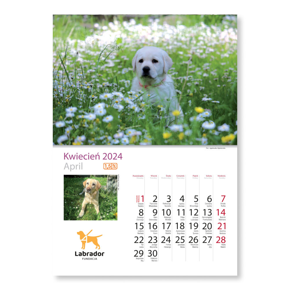 Kalendarz - miesiąc kwiecień