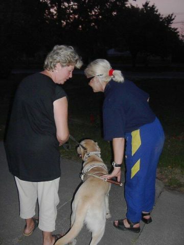 Wizyta na Słowacji - 15-18.08.2003 - instruktor Magdalena Nowicka ćwiczy z psem